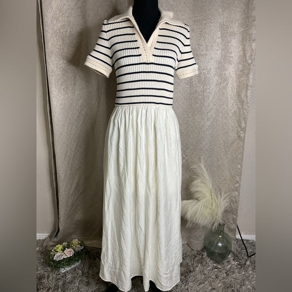 Moon River Black and White Cuffed Sleeve Sundress - Picture 14 of 16